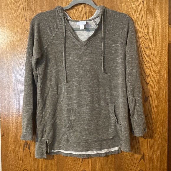 Sunday Soft Knit V Neck Pullover Hoodie in Olive size Small - Picture 2 of 10